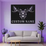 LED Moose Head Metal Sign | Custom Wildlife Wall Art | Personalized Rustic Cabin & Lodge Decor | Hunter Gift Idea