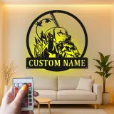 Insegna in metallo personalizzata per cacciatori | Arte da parete LED Labrador Retriever | Decorazione per man cave da cacciatore