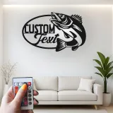 Enseigne de pêche sur mesure en métal | Décor LED avec prénom de pêcheur | Décoration rustique pour maison de lac, chalet et man cave