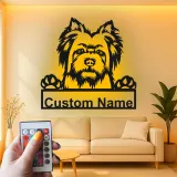 Custom Yorkshire Terrier Led Light Metal Wall Art Personalized Dog Lover Gift Living Room Pet Decor
