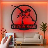 Personalisierte Bartagame LED Metall-Schild | Personalisierte Reptil-Silhouette Dekor | Beleuchtete Echsen-Wandkunst Geschenk