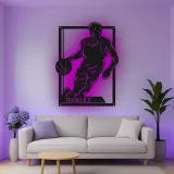 Custom Basketball Player Led Light Metal Wall Art Personalized Sports Gift for Athletes Game Room Decor