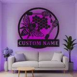 Décoration murale en métal personnalisée Abeille et Rayons de miel avec rétroéclairage
