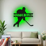 Personalisierte Hockey Spieler LED-Schild | Individuelle Namens Metall-Wandkunst | Spielzimmer Dekor & Geschenk für Athleten