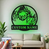 Insegna in metallo LED personalizzata a forma di aquila e baseball - Regalo personalizzato per appassionati di baseball, decorazione per sala giochi