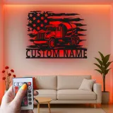 Custom Cement Mixer Truck Led Light Metal Wall Art Personalized Gift for Construction Enthusiast Garage or Workshop Decor