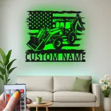 Décoration murale en métal personnalisée avec rétroéclairage LED de tracteur - Cadeau pour agriculteurs - Décor de garage ou de grange