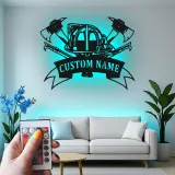 Insegna in metallo personalizzata per vigile del fuoco | Arte murale LED personalizzata | Decorazione per dipartimento dei pompieri | Regalo per pompiere