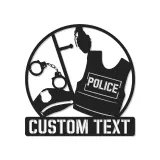 Personalized Police Gear Metal Sign | LED Law Enforcement Wall Art | Custom Officer Name Plaque | Cop Retirement & Academy Gift