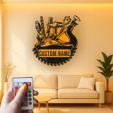Décoration murale en métal LED personnalisée pour bricoleur - Cadeau pour garage et atelier