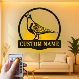 Panneau LED Pigeon Personnalisé | Art en Métal Oiseau sur Mesure | Décoration de Jardin et Patio pour Amateurs d'Oiseaux