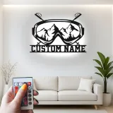 Personalisierte Ski-Goggle Metallkunst | Individuelles LED Bergschild | Winter-Sport Hütten-Dekoration | Geschenk für Skifahrer & Snowboarder