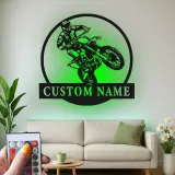Custom Motocross Rider Led Light Metal Wall Art Personalized Gift for Dirt Bike Enthusiasts Garage or Man Cave Decor 7