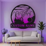 Décoration murale en métal LED de grue de construction, cadeau unique pour les bâtisseurs, décoration de bureau ou d'atelier