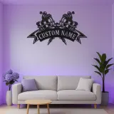 Insegna LED per macchina per tatuaggi personalizzata | Arte da parete in metallo personalizzata per studi di tatuaggi | Decorazione retroilluminata per pistola d'inchiostro