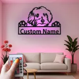 Cartel de metal personalizado con silueta de perro y luz LED, regalo para amantes de mascotas, decoración para salón