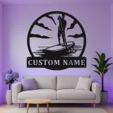 Insegna in metallo LED per Paddle Board | Insegna SUP personalizzata | Decorazione costiera su misura per casa al mare e casa al lago