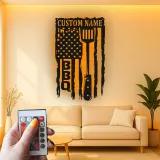 Cartel de metal personalizado con espátula BBQ y luz LED, regalo para el maestro de la parrilla, decoración para el patio exterior
