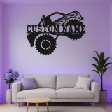Personalized Monster Truck LED Metal Sign | Custom Name Wall Art | Garage Decor, Man Cave & Gift for Truck Lovers