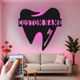 Insegna in metallo LED personalizzata a forma di dente decorazione ufficio dentistico regalo insegna per clinica dentale