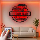 Cartel de metal LED de coche deportivo personalizado Regalo para él Decoración de man cave