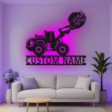 Custom Construction Loader Led Light Metal Wall Art Personalized Gift for Kids Bedroom or Playroom Decor