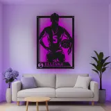 Cartel de metal personalizado con luz LED de jugador de fútbol, regalo personalizado para aficionados al fútbol, decoración para dormitorio deportivo