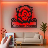 Cartel de metal LED personalizado de perro, regalo para amantes de las mascotas, decoración para salón o entrada 3