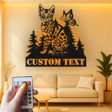 Cartel de metal personalizado con gato y mariposa y luz LED, regalo para amantes de mascotas, decoración para dormitorio o salón