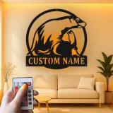 Arte de Metal LED de León Marino | Cartel de Decoración Costera Personalizado | Regalo de Casa de Playa de Vida Marina