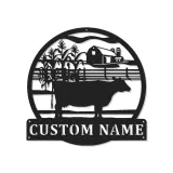 Cartel LED de Granja de Vacas Personalizado | Arte mural rústico de granja | Regalo personalizado para agricultores
