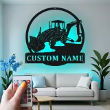 Cartel de metal LED personalizado de excavadora para regalo de entusiasta de la construcción
