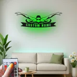Décoration murale en métal LED personnalisée pour nageurs - Cadeau pour passionnés de natation