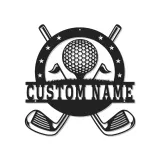 Enseigne prénom de golf personnalisée avec LED | Décoration murale en métal sur mesure | Cadeau golfeur pour lui | Déco man cave et bureau
