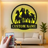 Panneau de Cheval Personnalisé avec Rétroéclairage LED | Art Métallique sur Mesure pour Décor de Ranch & Ferme | Cadeau Équestre pour Amateurs de Chevaux