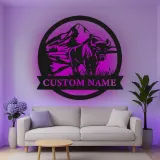 Custom Bison Mountain Led Light Metal Wall Art Personalized Wildlife Gift Rustic Living Room Decor