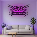 Custom Crab Led Light Metal Wall Art Personalized Coastal Gift for Beach Lovers Nautical Decor for Beach House