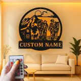 Insegna in metallo LED con scena di ranch personalizzata Regalo per fattoria Decorazione rustica per amanti della campagna