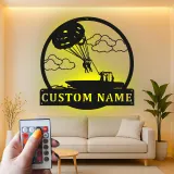 Panneau en métal personnalisé de parachutisme | Décoration de maison de plage avec nom personnalisé | Rétroéclairage mural océan pour maisons extérieures et côtières