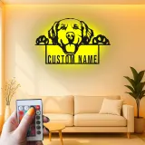 Décoration murale en métal LED personnalisée pour les amoureux des chiens - Golden Retriever