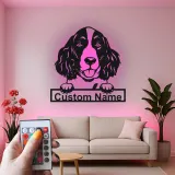Cartel de metal LED de Springer Spaniel personalizado, regalo para amantes de perros, decoración de sala de estar