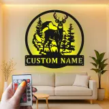 Cartel de metal LED de ciervo personalizado Regalo para cazadores Decoración de cabaña rústica