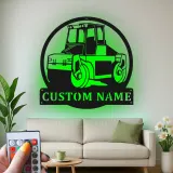 Señal LED de rodillo de carretera | Arte de vehículo de construcción personalizado | Decoración de equipo pesado personalizada para regalo de operador o man cave