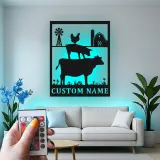 Custom Farm Animals LED Sign | Personalized Metal Wall Art | Rustic Country Decor for Farmer | Barn & Home Accent