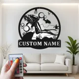 Insegna in Metallo Personalizzata per Subacqueo | Arte da Parete LED Oceanica | Targa Nome Personalizzata per Regalo per Subacqueo | Decorazione Nautica per Casa e Ufficio