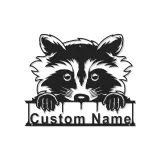 Panneau Métallique Raton Laveur Personnalisé | Plaque de Nom Rétroéclairée pour Nursery | Décor de Chambre d'Enfant Animaux de la Forêt