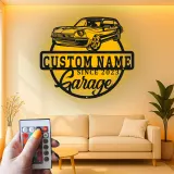 Cartel de metal LED de coche clásico personalizado regalo de garaje para entusiastas del automóvil decoración de man cave 9