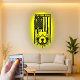 Custom Pitbull American Flag Led Light Metal Wall Art Personalized Dog Lover Gift Patriotic Home Decor