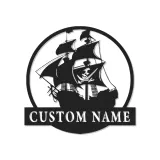 Personalized Pirate Ship LED Sign | Custom Metal Wall Art | Nautical Home Decor for Man Cave | Gift for Sailor