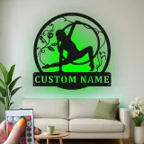 Cartel LED personalizado de gimnasia artística | Decoración mural de metal personalizada para habitación de niña | Decoración de aro aéreo